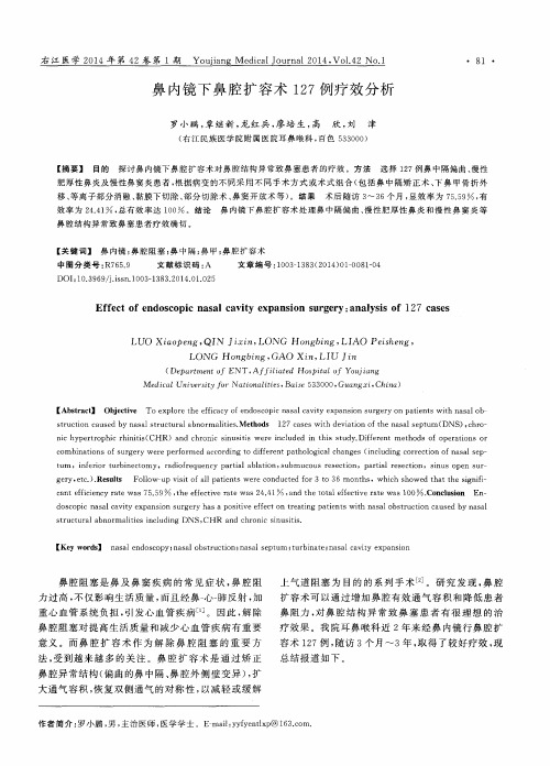 鼻内镜下鼻腔扩容术127例疗效分析