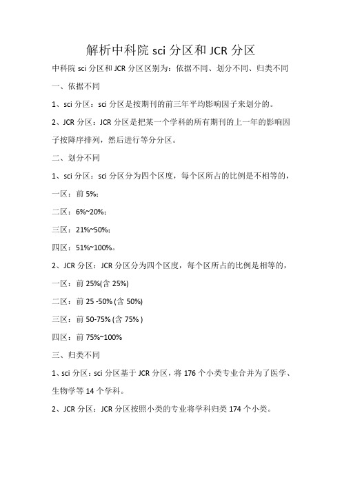 解析中科院sci分区和JCR分区