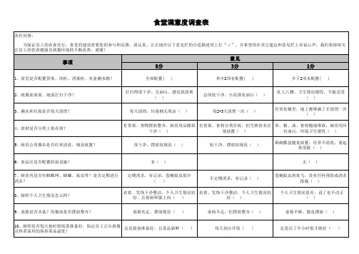 食堂满意度调查表