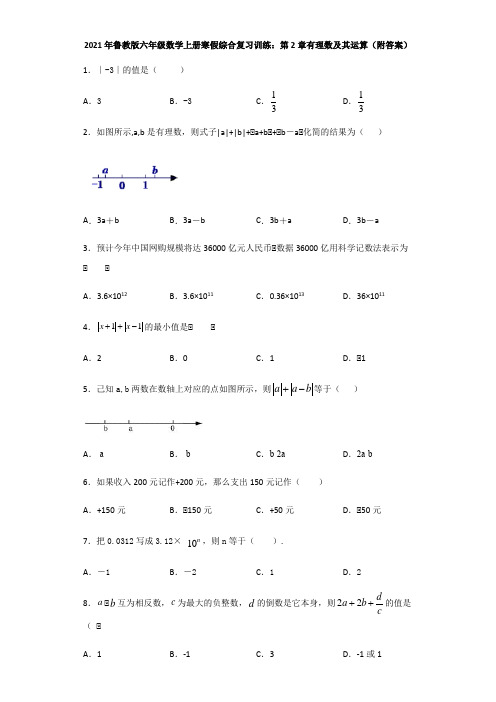 2020-2021学年鲁教版(五四制)六年级数学上册寒假综合复习训练：第2章有理数及其运算(附答案)