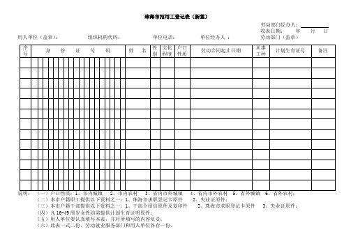 招用工登记表(新签)