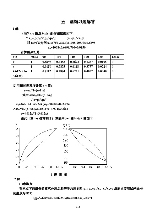 化工原理第五章 精馏 答案