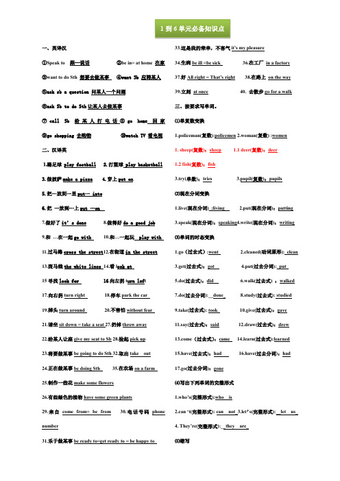 1到6单元知识点总结