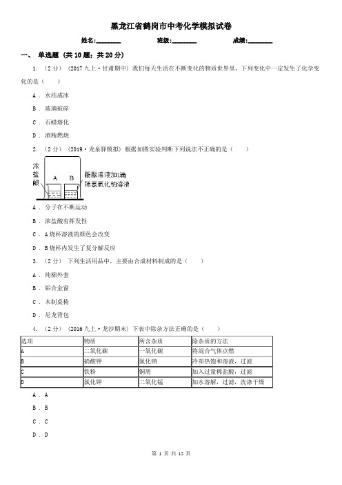 黑龙江省鹤岗市中考化学模拟试卷