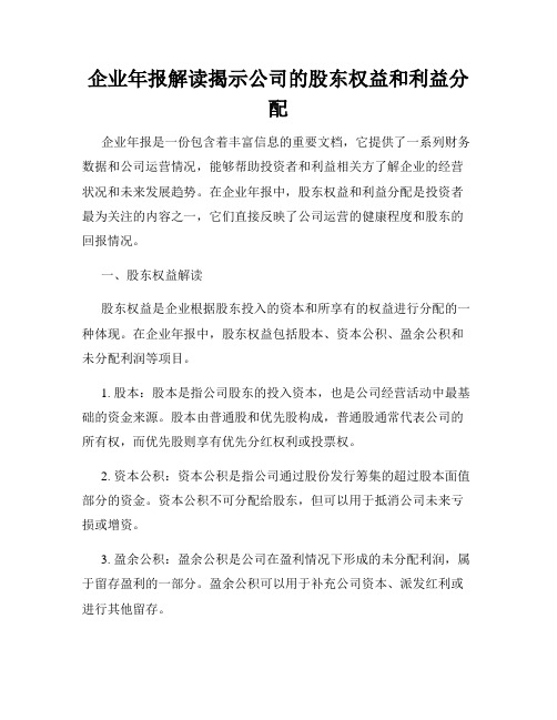 企业年报解读揭示公司的股东权益和利益分配