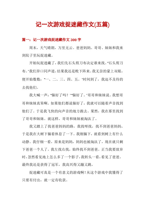 记一次游戏捉迷藏作文(五篇)