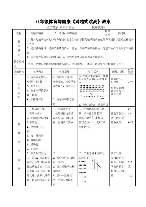 八年级体育与健康《跨越式跳高》教案