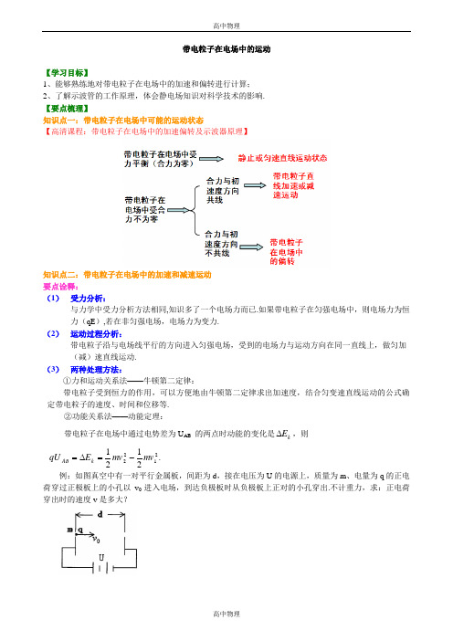 带电粒子在电场中的运动  知识讲解(提高)