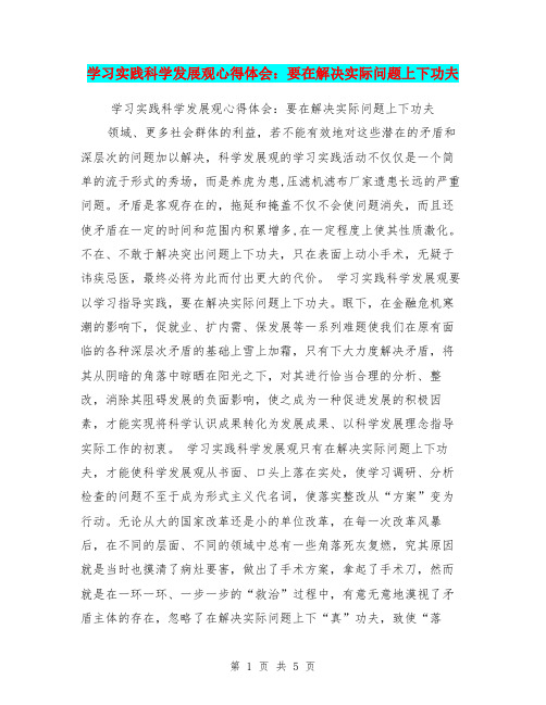 学习实践科学发展观心得体会:要在解决实际问题上下功夫