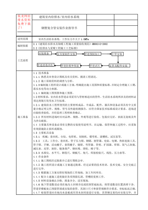 钢塑复合管安装作业指导书P