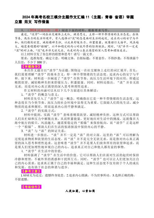 2024年高考名校三模作文汇编11主题：青春 省语