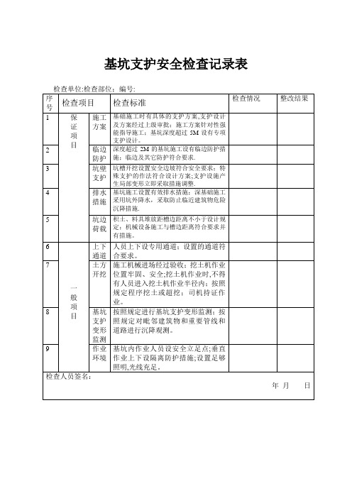 深基坑检查记录表