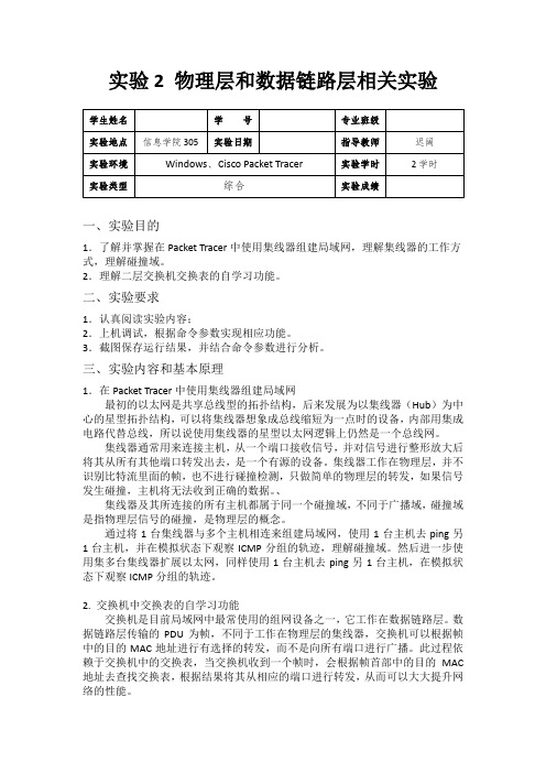 计算机与网络物理层和数据链路层相关实验