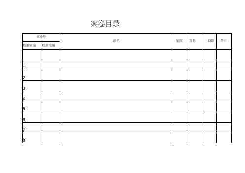 档案案卷目录模板