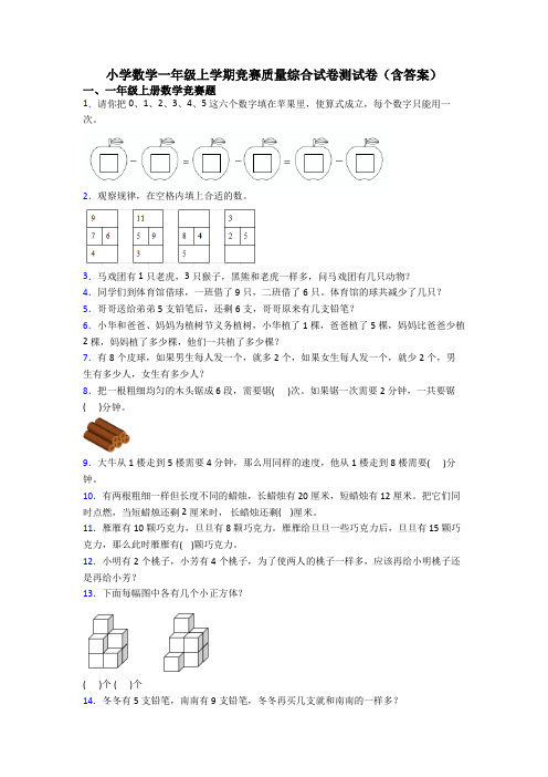 小学数学一年级上学期竞赛质量综合试卷测试卷(含答案)