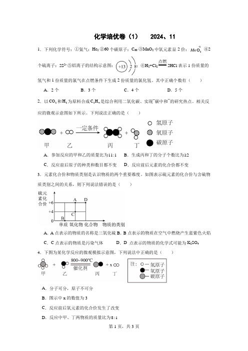 化学培优卷(2024、11)