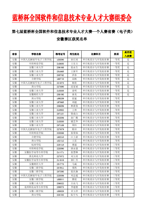 电子类-安徽赛区获奖名单