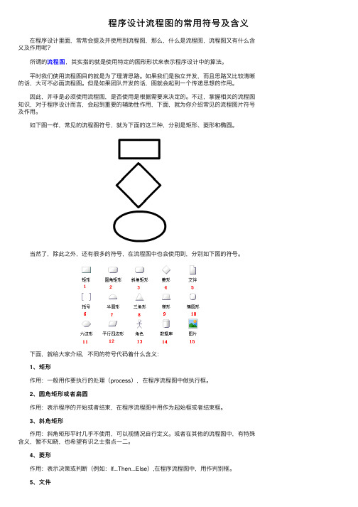 程序设计流程图的常用符号及含义