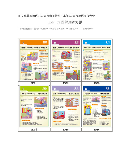 6S文化管理标语,6S宣传海报挂图,车间6S宣传标语海报大全