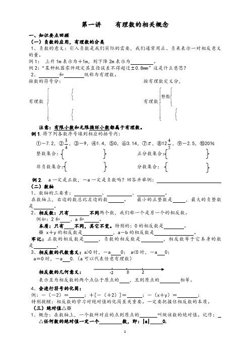 第一讲    有理数的相关概念