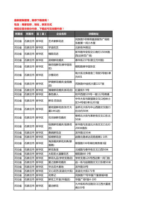 新版河北省石家庄市新华区花卉企业公司商家户名录单联系方式地址大全110家