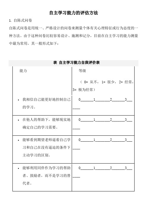 自主学习能力的评估方法