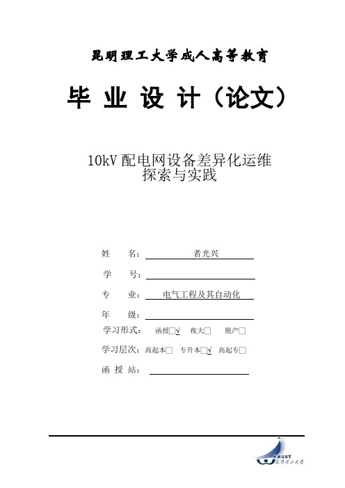 10kv配电网设备差异化运维探索与实践学位论文