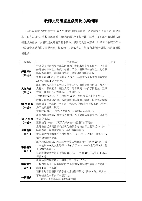 教师文明组室星级评比方案细则