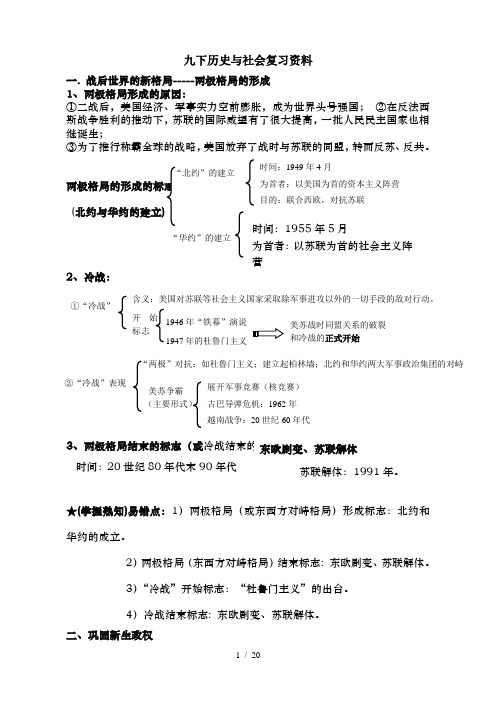 版本历史与社会九年级全册复习提纲大全