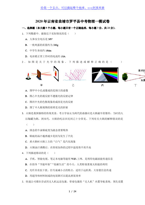 2020年云南省曲靖市罗平县中考物理一模试卷(解析版)