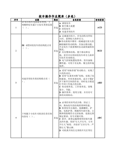 煤矿绞车操作作业题库