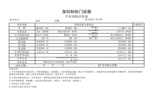 手术风险评估表(1)