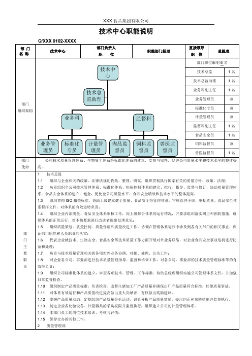 技术中心职能说明