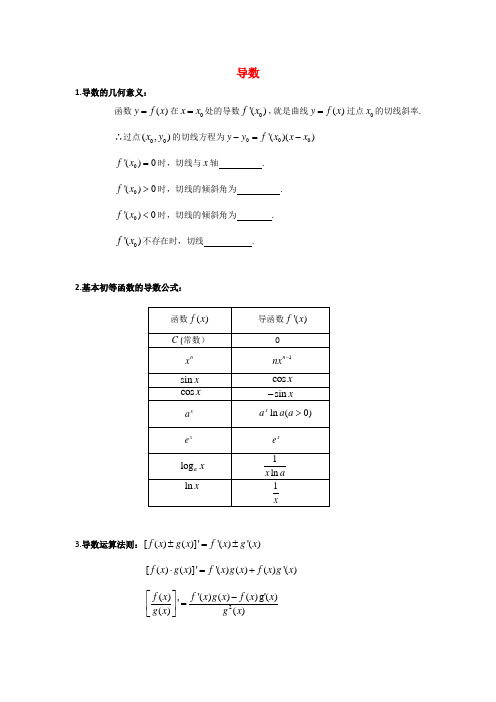 (完整版)导数知识点汇总