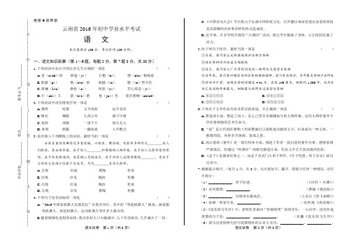 2016年云南省中考语文试卷