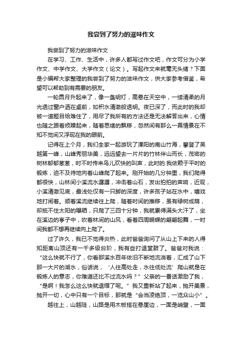 我尝到了努力的滋味作文