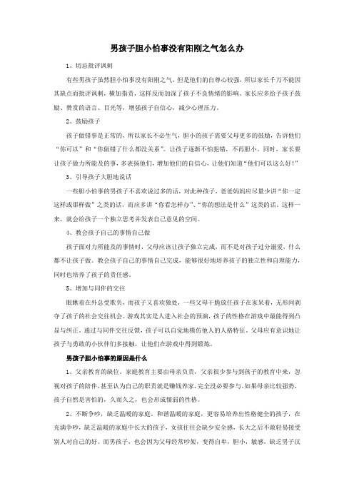 男孩子胆小怕事没有阳刚之气怎么办