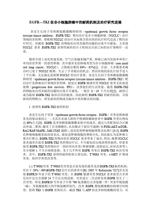 EGFR—TKI在非小细胞肺癌中的耐药机制及治疗研究进展