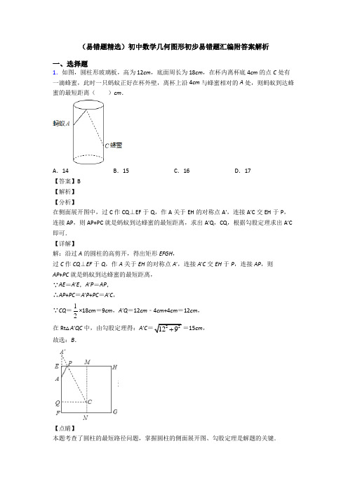 (易错题精选)初中数学几何图形初步易错题汇编附答案解析