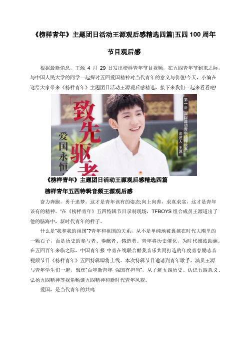 《榜样青年》主题团日活动观后感精选四篇五四100周年节目观后感