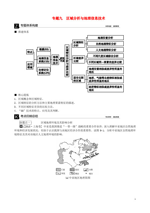 高考复习方案(全国通用)高考地理二轮复习 专题九 区域分析与地理信息技术听课手册