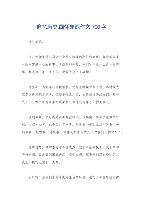 追忆历史,缅怀先烈作文700字