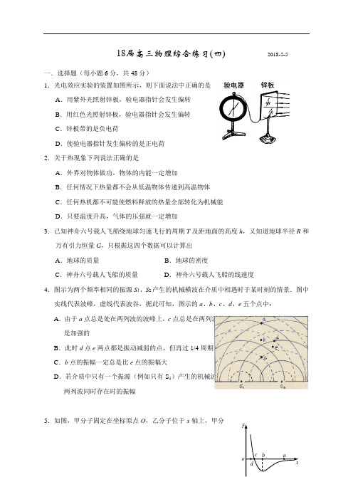 最新-陕西省西安市高新一中2018届高三第二学期物理综