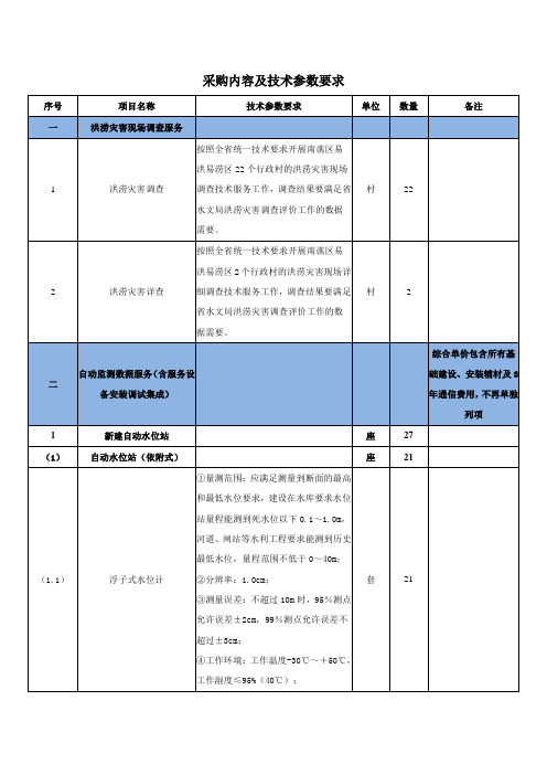 农村基层防汛预报预警体系建设采购内容及技术参数要求