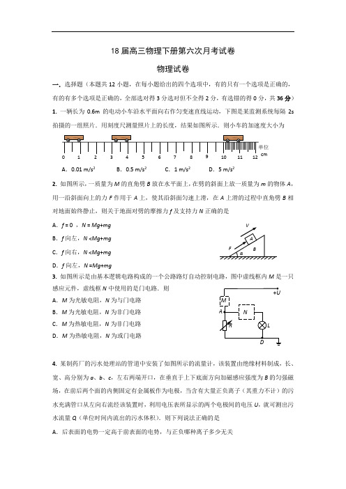 高三物理试题-高三物理下册第六次月考试卷试卷试题 最