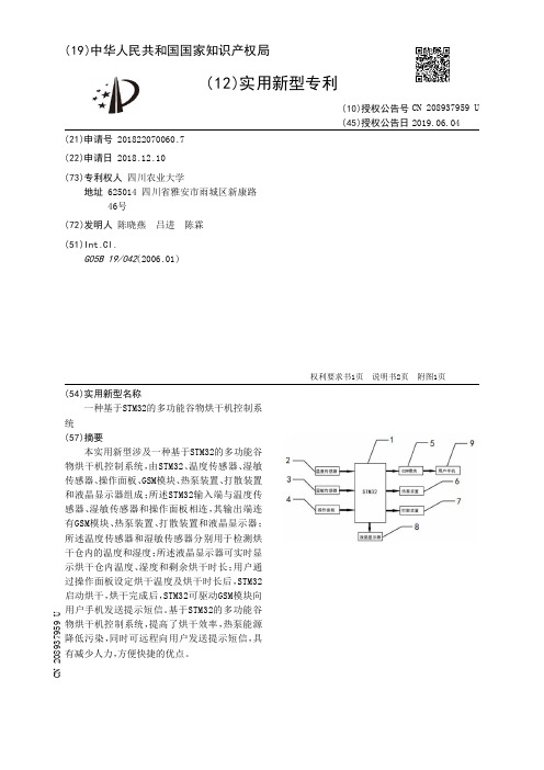 一种基于STM32的多功能谷物烘干机控制系统[实用新型专利]