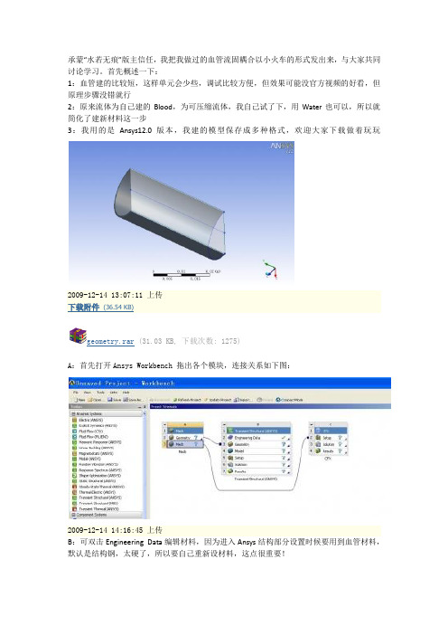 基于Ansys12.0的Workbench血管流固耦合例子