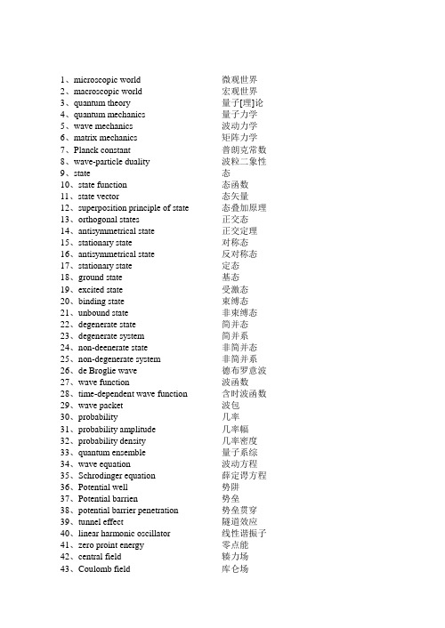 (完整版)量子力学英语词汇