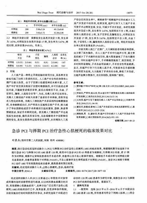 急诊PCI与择期PCI治疗急性心肌梗死的临床效果对比