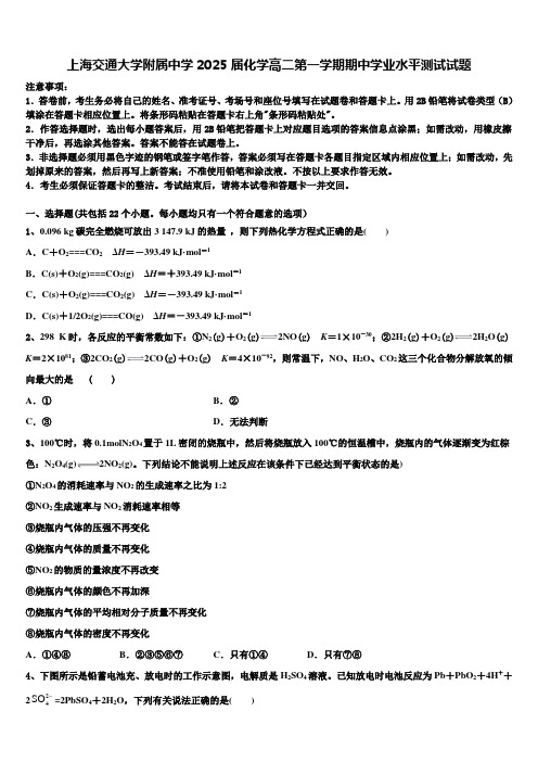 上海交通大学附属中学2025届化学高二第一学期期中学业水平测试试题含解析